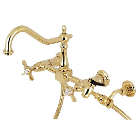 Essex KS1242BEXBS 8" Centerset Wall Mount Kitchen Faucet with Brass Sprayer KS1242BEXBS